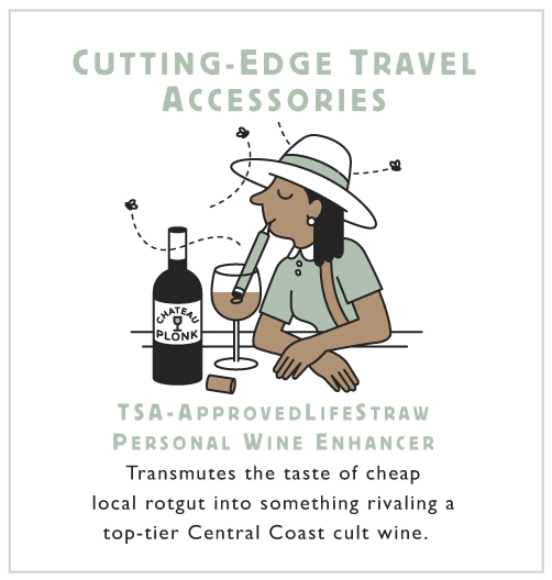 Cutting-Edge Travel Accessories TSA-Approved LifeStraw Personal Wine Enhancer Transmutes the taste of cheap local rotgut into something rivaling a top-tier Central Coast cult wine.